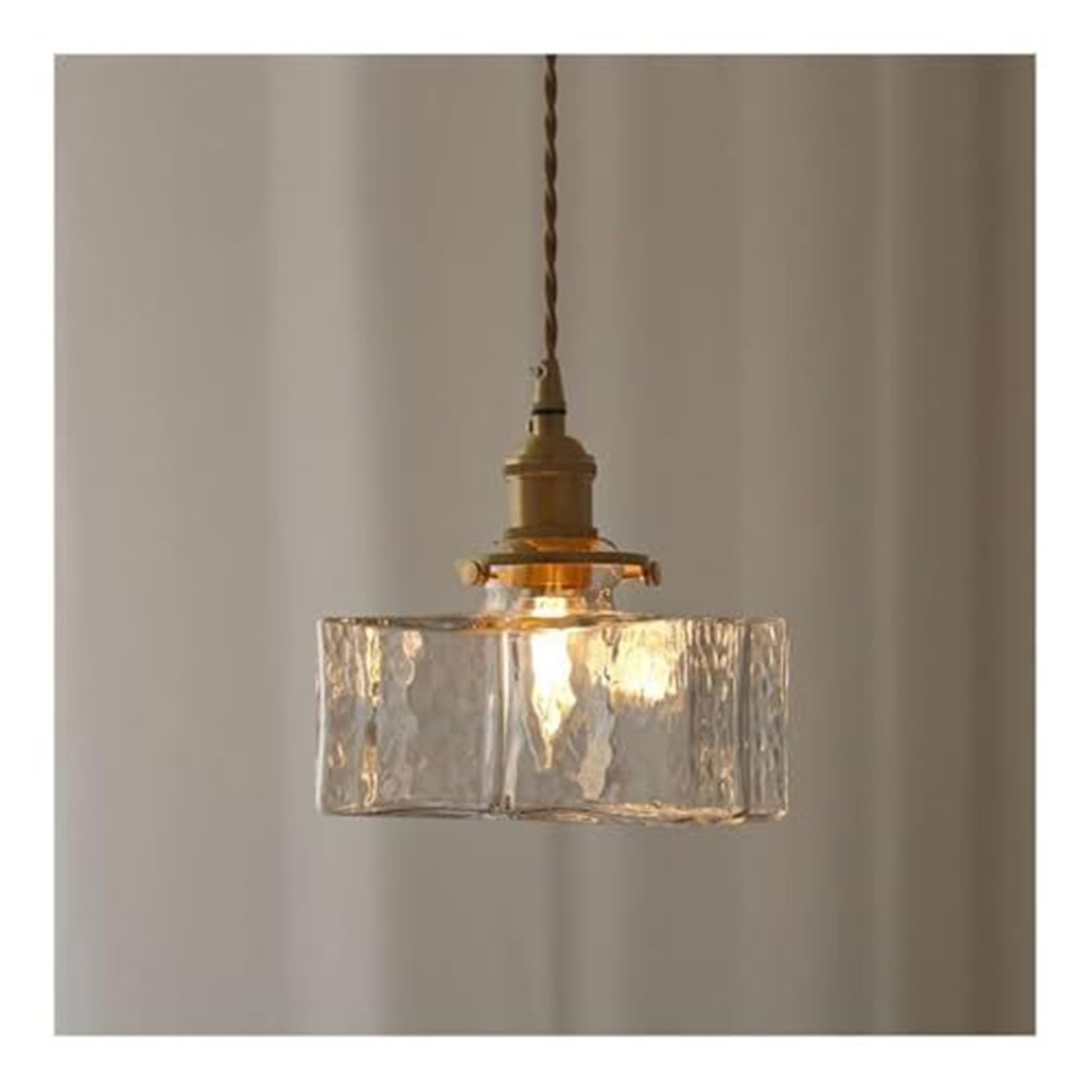KBUUKYYXouy Retro Hammered Glass Small E27 Pendant Lamp Chandelier Hanging Lighting Ceiling Fixture Vintage for Kitchen Island Dining Room(Medium)