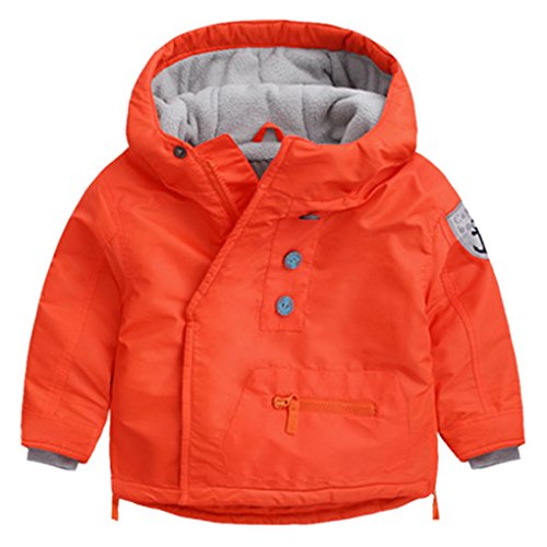 Happy Cherry - Invierno Chaqueta Acolchada Ropa Infantil Grueso Cálida Abrigo con Capucha Sombrero Coat Kid de Moda - Naranja - Talla ES 6-7 años