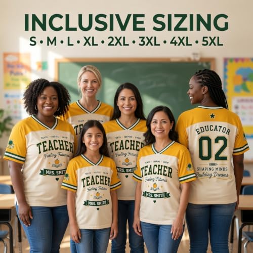 V-DECORPARKS Personalized Teacher Jersey, Teaching Shirt Gift for Educators, Back to School Outfit for Women miniatura 2