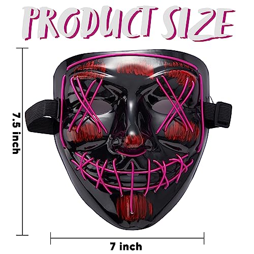 Image of JOYIN Halloween Led Mask, Light Up Mask and Gloves for Cosplay Costume (Purple), 3 Modes Scary Glow in The Dark Masks for Boys Girls Halloween Party Dress Up Accessories, Gifts Giving