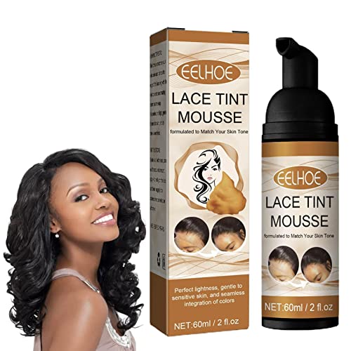 Voiakiu Tinte Encaje - Mousse para el Cabello Que se derrite con Tinte Encaje Seguro y Conveniente,2 FL. oz Mujeres Corrector para Cabello Pelucas Tupés y Postizos Acabado Natural