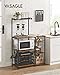 VASAGLE Baker's Rack, Microwave Stand, Kitchen Storage Rack with Wire Basket, 6 Hooks, and Shelves, for Spices, Pots, and Pans, Rustic Brown and Ink Black UKKS35X