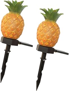 TOYANDONA 2 Piezas Luz de paisaje de piña luces afuera luz de césped LED exterior lámpara de césped lámpara de tierra lámpara de jardín solar luz de la lámpara del césped Amarillo