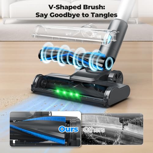 Image of Cordless Vacuum Cleaner, Powerful Lightweight Stick Vacuum with Self-Standing, Anti-Tangle, 8-in-1 Rechargeable Vacuum Cleaners for Home, Hardwood Floors, Carpet, Pet Hair
