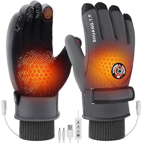 Allnice USB Heated Gloves Men Women Heating Gloves with 3 Levels Temperature Double-Sided Heating Hand Warmers Winter Gloves Gifts for Outdoor Skiing Cycling Hiking, Grey Cover