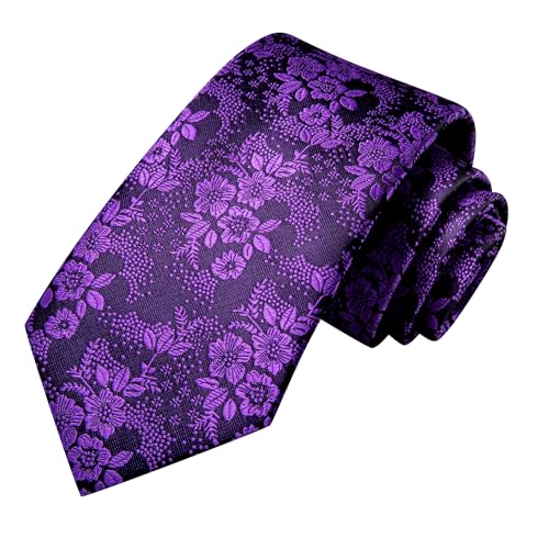 Image of Hi-Tie Mens Plaid Ties Classic Paisley Necktie with Handkerchief Cufflinks Set Business Stripe Tie