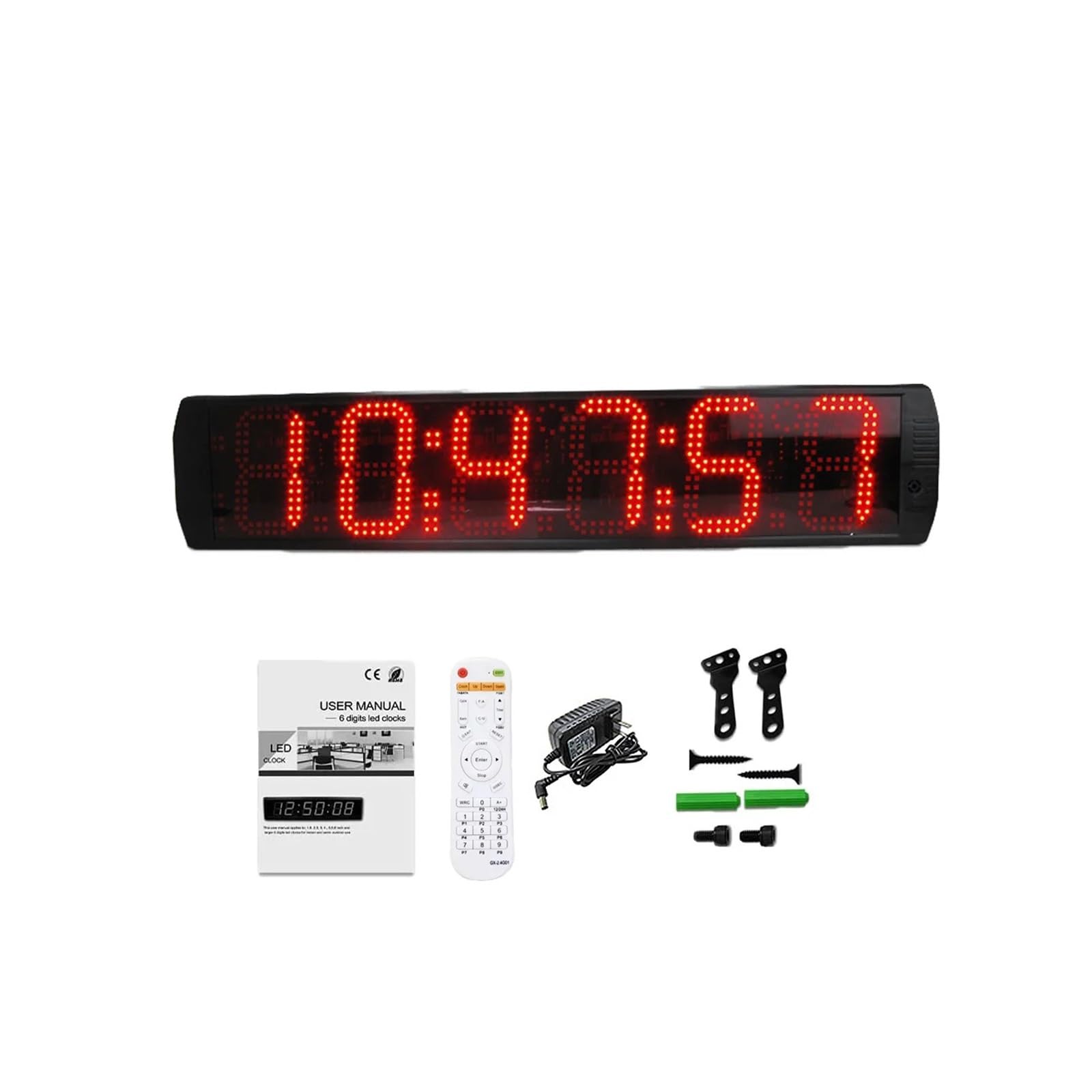 Timer Sport, Horloge LED Murale, Compte à rebours, intérieur, hôpital, Stade, Salle de Classe, 6 Pouces, 6 Chiffres
