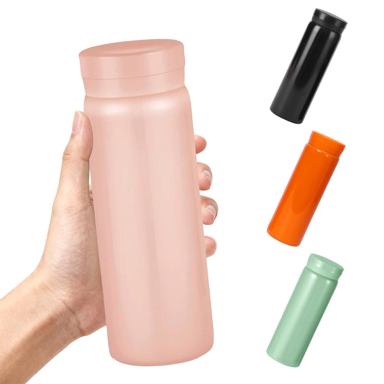 300ml Small Flask, Reusable Vacuum Insulated Stainless Steel Insulated Tumbler Water Bottle with Leakproof Lid for Hot & Cold Drinks, Portable Coffee Mug for Travel (Pink)