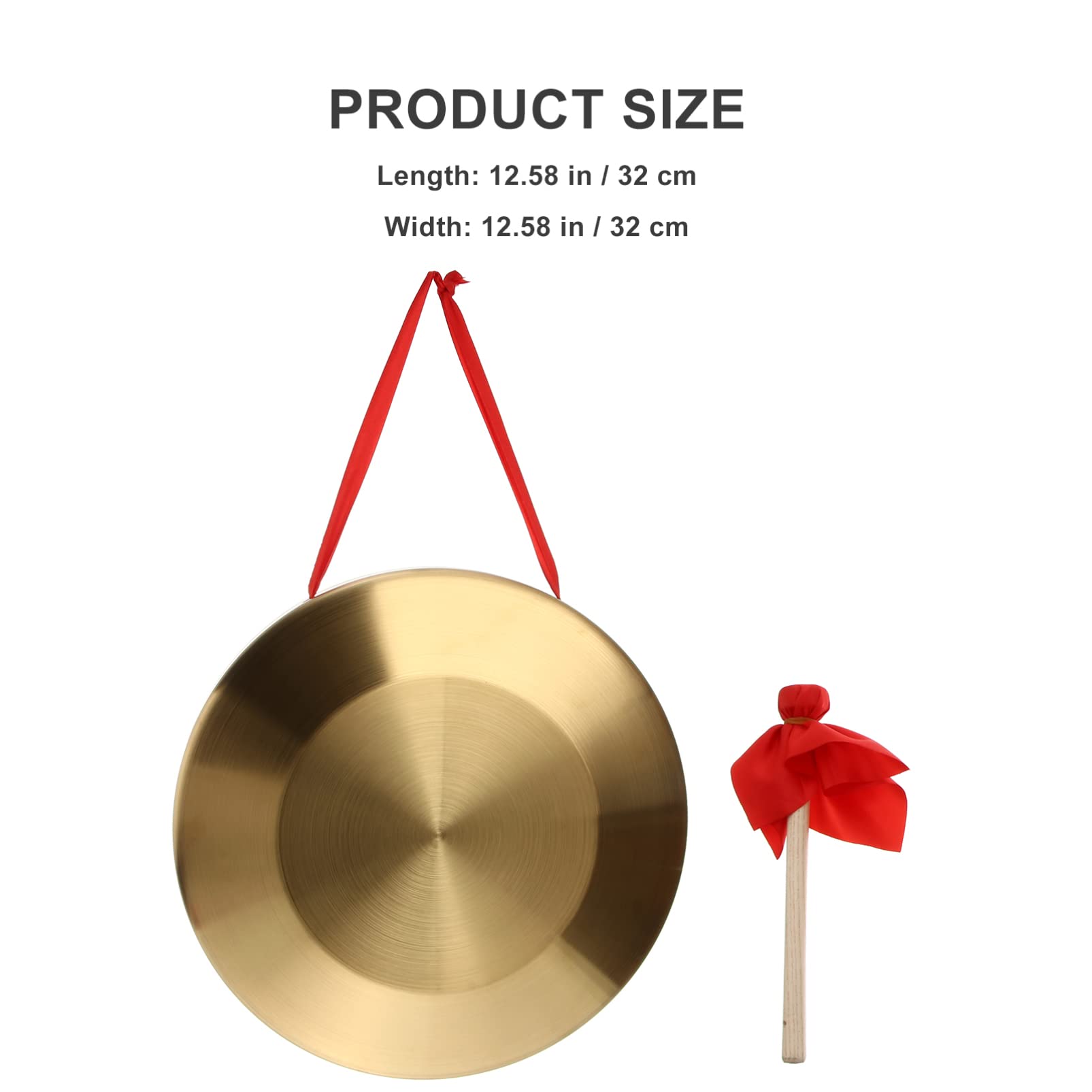 Generic Timbre chino tradicional con baqueta, 32 cm, de cobre, para casa, oficina