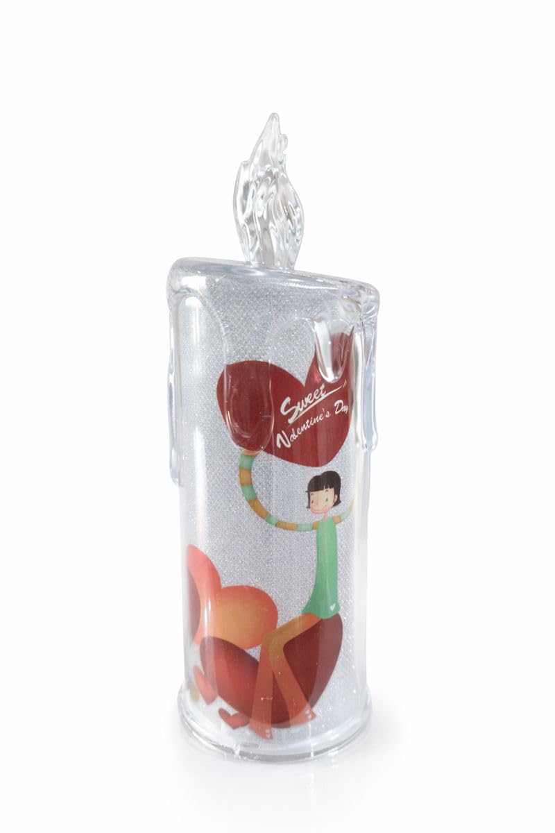 Heart-Burning LED Candle with Flame Effect, Valentine's Day Romantic Decor, Sweet Valentine's Day Design, Battery Powered