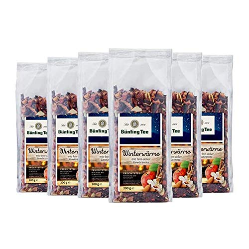 Bünting Tee Winterwärme 6er Pack – loser Früchtetee und Wintertee – 6 x 200g