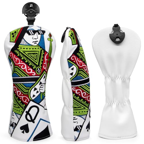 Barudan Golf Poker Queen Golf Hybrid Headcover 3 Wood Fairway Head Cover Driver Headcover Head Cover fits for All Brand Golf Headcovers for Driver, Fairway Woods, Hybrids (Hybrid Headcover)