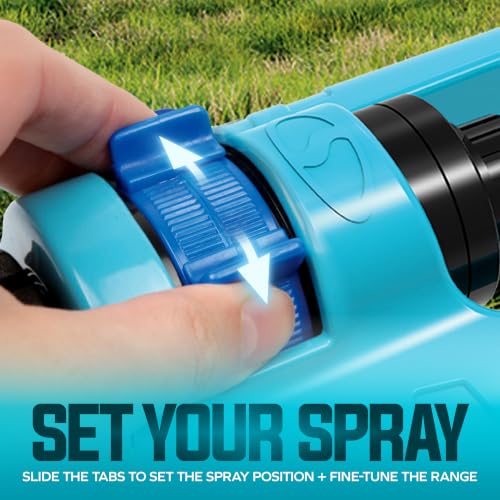 Image of Aqua Joe Oscillating Sprinkler with Adjustable Spray, 16 Clog-Resistant Nozzles, Standard Base w /Metal Ground Spike, 3400 Square Foot Coverage