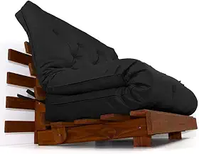 Sofá Cama Casal Futon Tokio Preto Madeira Maciça Cor Imbuia