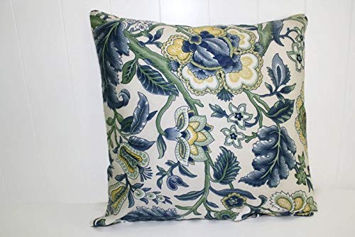 Flowershave357 Waverly Home Decor Imperial Dress Twill Blue Floral Pillow Cover 18X18 #TOP2