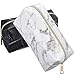 Frienda 2 Pieces Cosmetic Toiletry Makeup Bag Pouch Gold Zipper Storage Bag Marble Pattern Portable Makeup Brushes Bag, S, White and Black