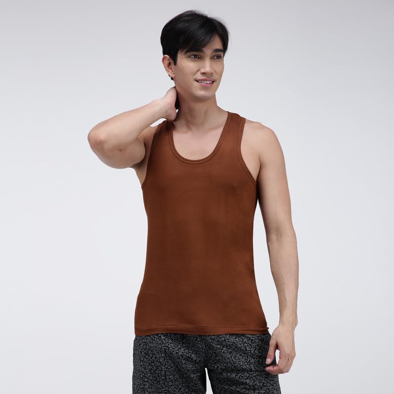 Image of Amul Comfy Men's Cotton Vest | Round Neck Sleeveless | Seamless Body for Superior Comfort | Ultra-Soft Hand Feel | 100% Pure Cotton Innerwear | Color May Vary