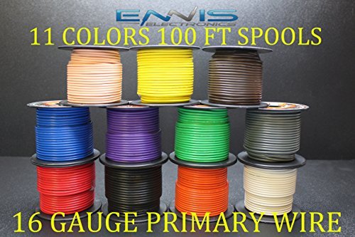 Exclusive Discount 🔥 16 GAUGE WIRE ENNIS ELECTRONICS 100 FT SPOOLS PRIMARY REMOTE HOOK UP AWG COPPER CLAD 11 ROLLS)