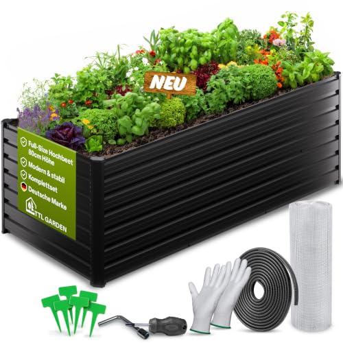 TTL GARDEN 250x90x80cm Meadow XL HIGH Metall Hochbeet Anthrazit...