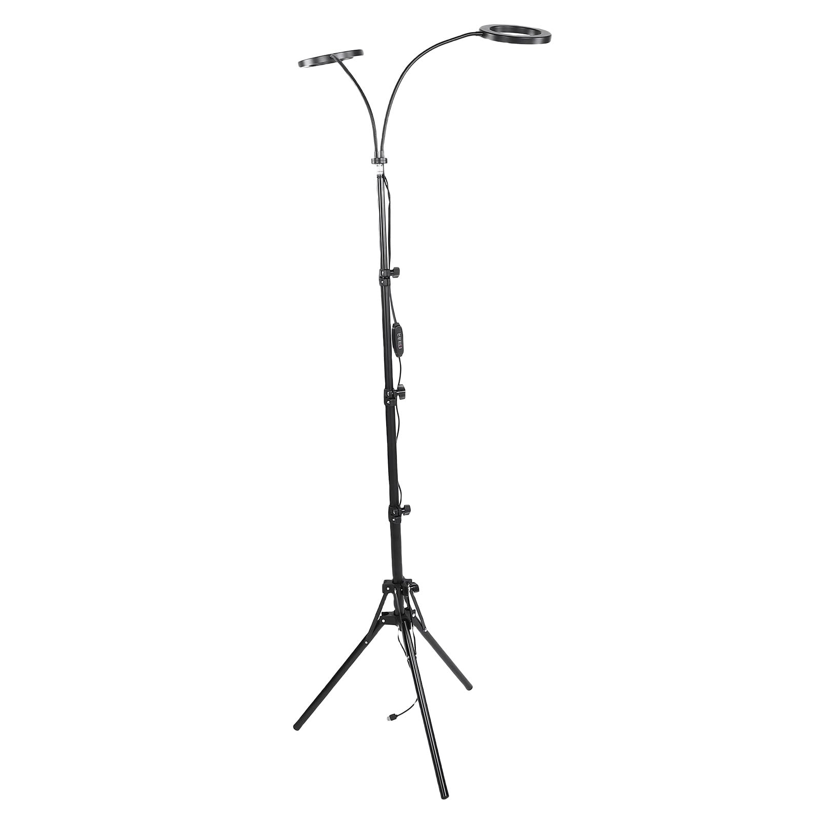 Fdit Lámpara de Cultivo LED de 72 Luces, Lámpara de Pie para Plantas de Interior, Espectro Completo, Altura Ajustable de 9 Pulgadas, (Enchufe de la UE 2 cabezales 20W Utilice adaptador 2A)
