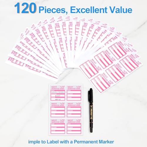 Image of for Oil Change Sticker Static Cling, Clear Stickers 120 Pcs 2 inchx 2 inch Next Service Due Sticker for Windshield, Easy to Peel with No Residue for Car Auto Vehicle Window (Pink2)