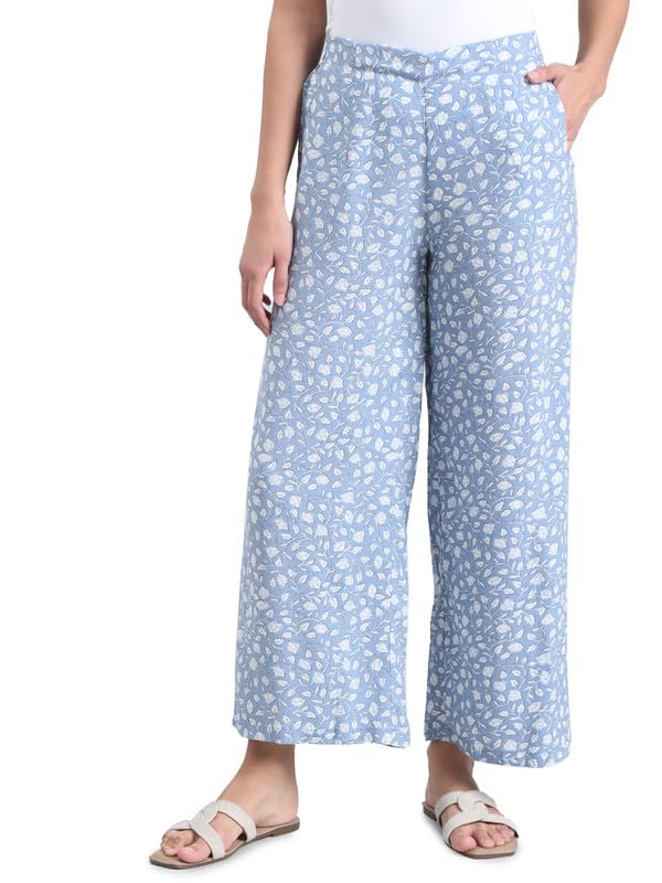 Image of GO COLORS Soft Viscose Printed Palazzo Full Length for Women| Breathable, Mid Rise