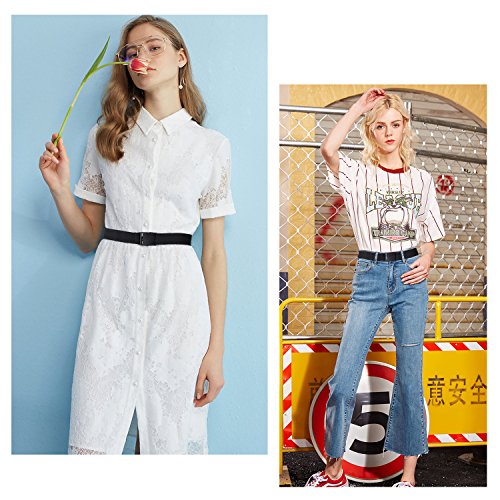 JASGOOD No Show Stretch Belt for Women Easily Adjustable Elastic Flat Buckle Belt4