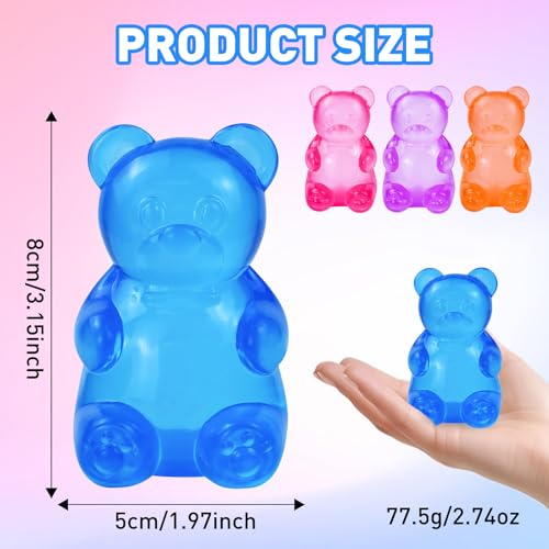 Gummy Bear Squishy, Stress Bear Taba Squishy, Taba Squishy Toys for Kids, Stress Balls Valentines Day Gifts Birthday Gifts Party Favors-Blue - Image 4