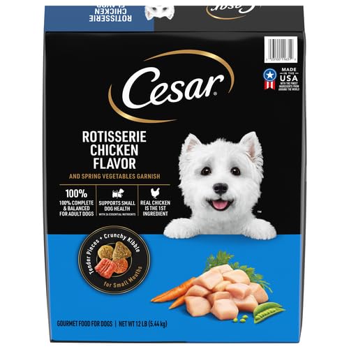Image of Cesar Small Breed Dry Dog Food for Small Dogs,Rotisserie Chicken Flavor and Spring Vegetables Garnish,12 lb Bag,(Pack of 2)