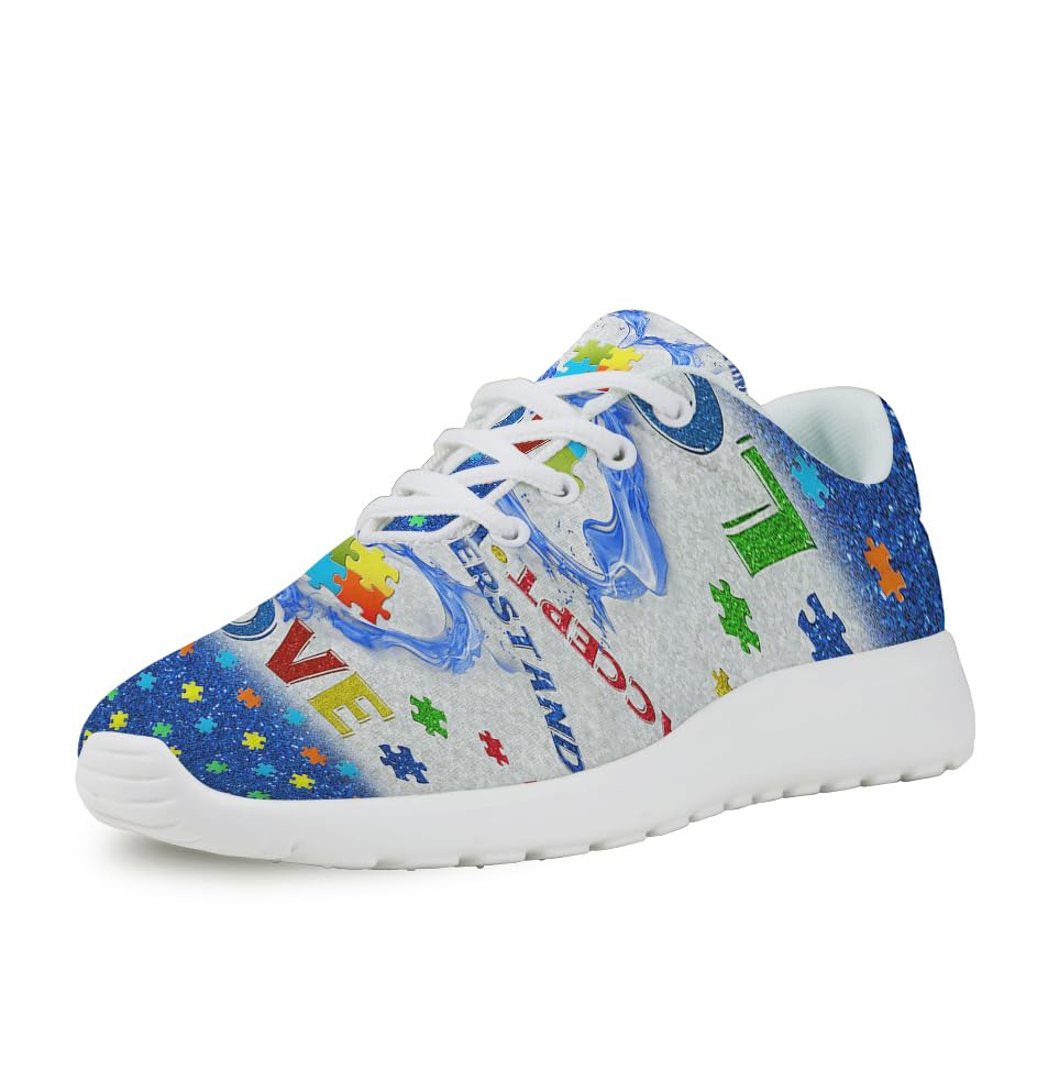 Autism Awareness Shoes for Women Men Trail Running Casual Fashion Sneakers Slip-on Tennis Shoes
