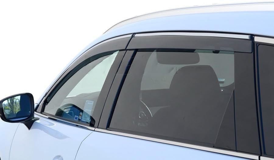 WellVisors Viseras de ventana deflectores de viento compatibles con Mazda 2016-2023 CX-9 con protectores de lluvia cromados 3-847MZ014