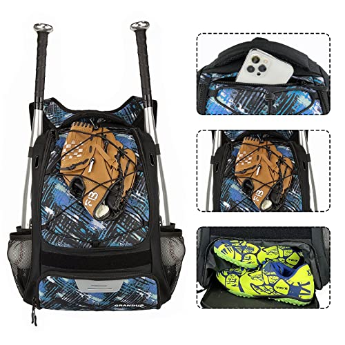GRANDUP,Baseball Bag,Bat Backpack for Baseball,Separate Shoe Compartment & Fence Hook, CHOKING HAZARD-Small parts. Not for children under 3 years.