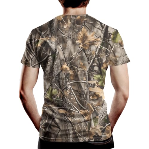 Men's Camo T Shirt Hunting Shirts Short Sleeve Fishing Camouflage Shirt3