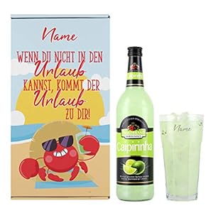Herz & Heim® Urlaub in der Box als Geburtstagsgeschenk mit Capirinha und graviertem Cocktailglas in personalisierter…