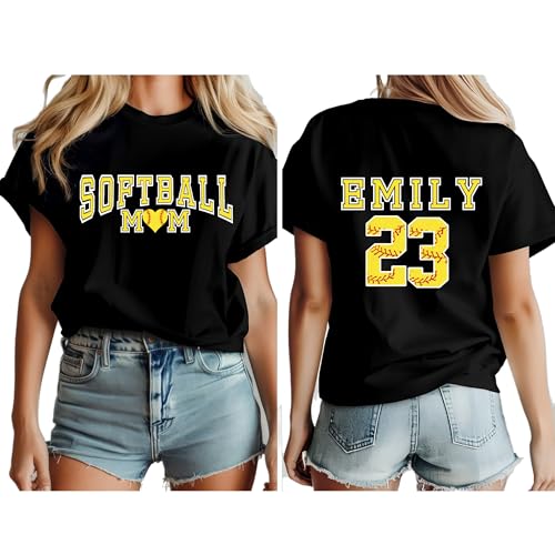 Custom Softball Mom Shirt, Personalized Softball T-Shirt, Game Day Sports Mom Outfit, for Softball Moms Multi