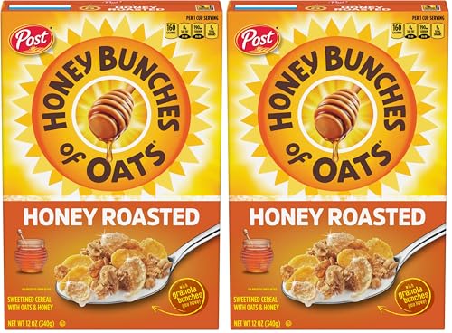 Honey Bunches of Oats Honey Roasted, Heart Healthy, Low Fat, made with Whole Grain Cereal, 12 Ounce (Pack of 2)