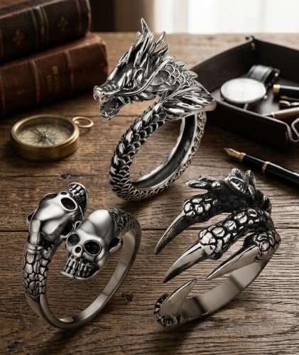 embroidery 3 Pcs Men Rings Set - Image 8
