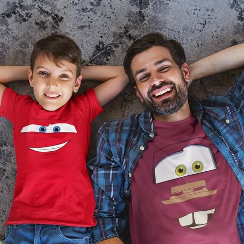 Car Face Outline Custom Family Matching Shirts, Car Personalized Birthday Crew Tees - Sally - TheKing, Mack and Many More of Cars Face Black4