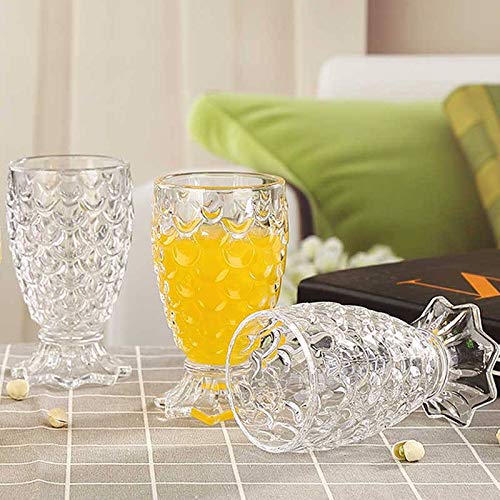 VENTUOS-Pineapple Shaped Juice Glasses, Drinking Glass Set, Crystal Clear, Fancy Glass for Drinking Water, Juice, Cold Drink, Wiskey, Wine, Liquor I 200 ML (6)