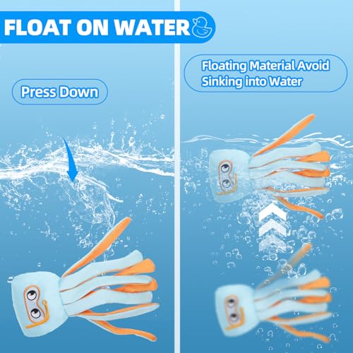 Image of Mihachi Floating Dog Water Pool Toys 2 Pack for Swimming Pool, Interactive Crinkle Pet Puppy Chew Toys for Play and Training, Funny Dog Toy for Small Medium Large Breed, Octopus & Squid