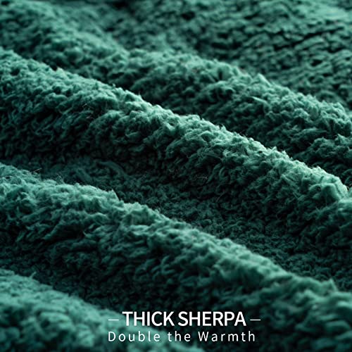 Recyco Faux Fur Sherpa Throw Blanket Dark Green, Super Soft Fuzzy Fluffy Blankets Plush Warm Cozy Throw Reversible Comfy Thick Shaggy Sherpa Blanket For Couch Sofa Bed 50X60 Inches #TOP3