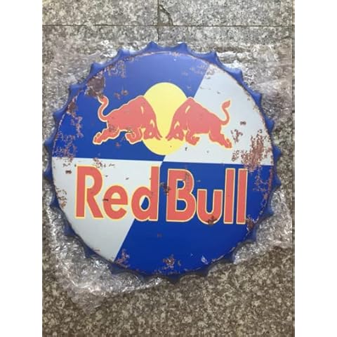 Retro Collections Wall Art/Sign Red Bull Retro/Vintage Tin Metal 30cm Bottle Top Bar Pub Hand Made Cover