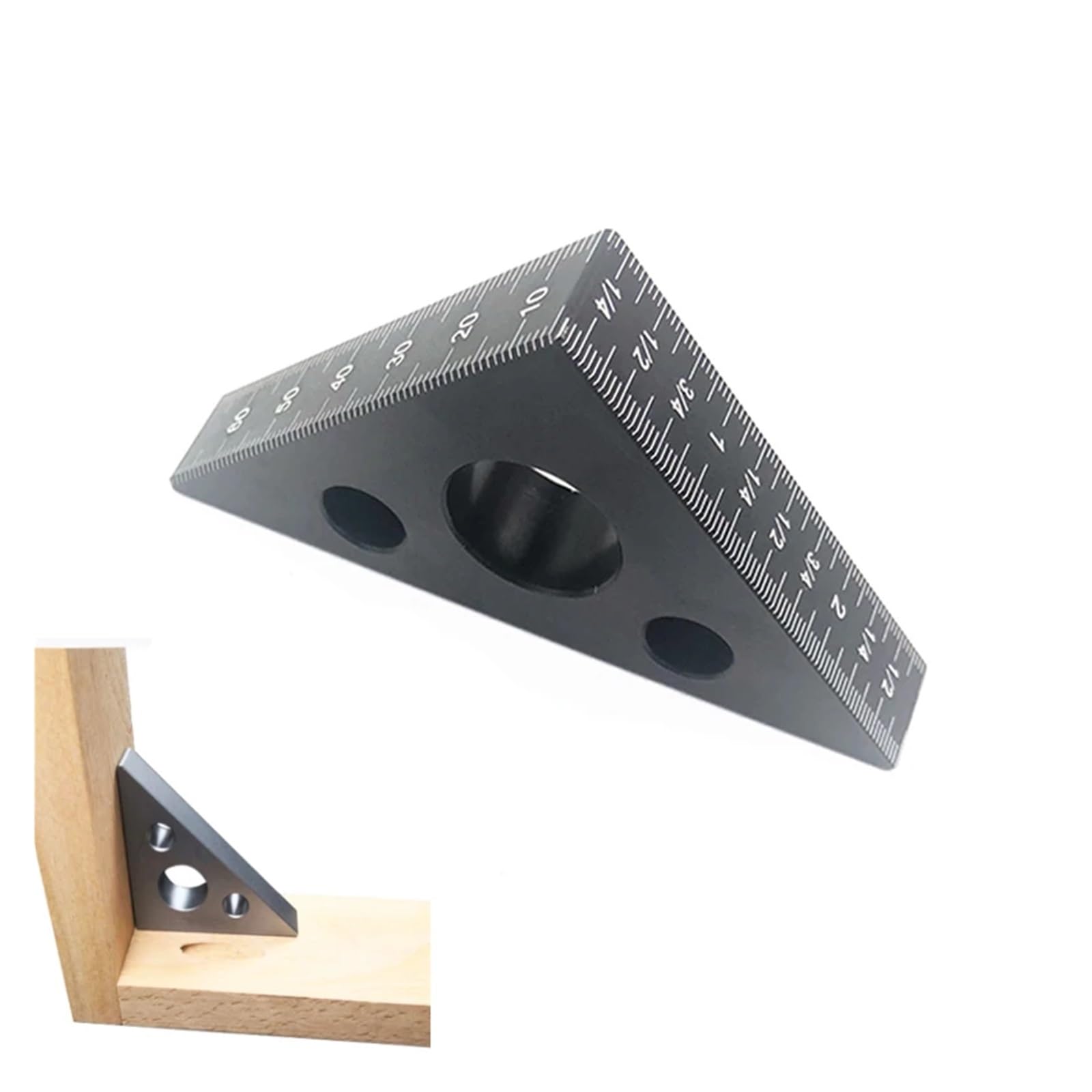 Płytka wzorcowa, Linijka kątowa ze stopu aluminium, miniaturowa kieszonkowa linijka, trójkątna do obróbki drewna, pomiar wysokości, narzędzia(Black color,1)