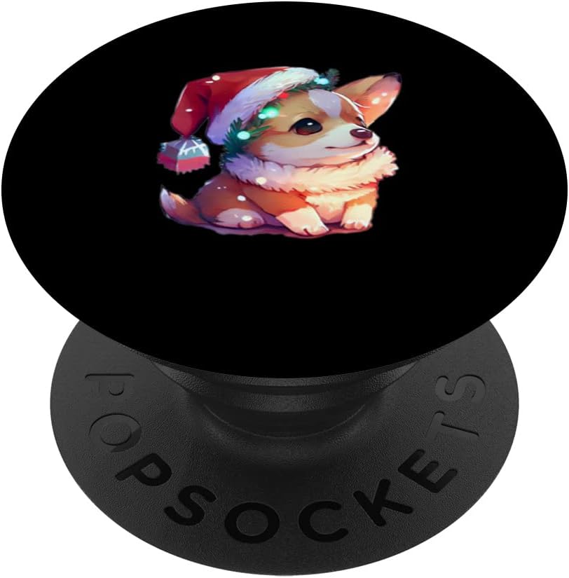 Funny dog design funny xmas christmas corgi santa hat PopSockets Swappable PopGrip