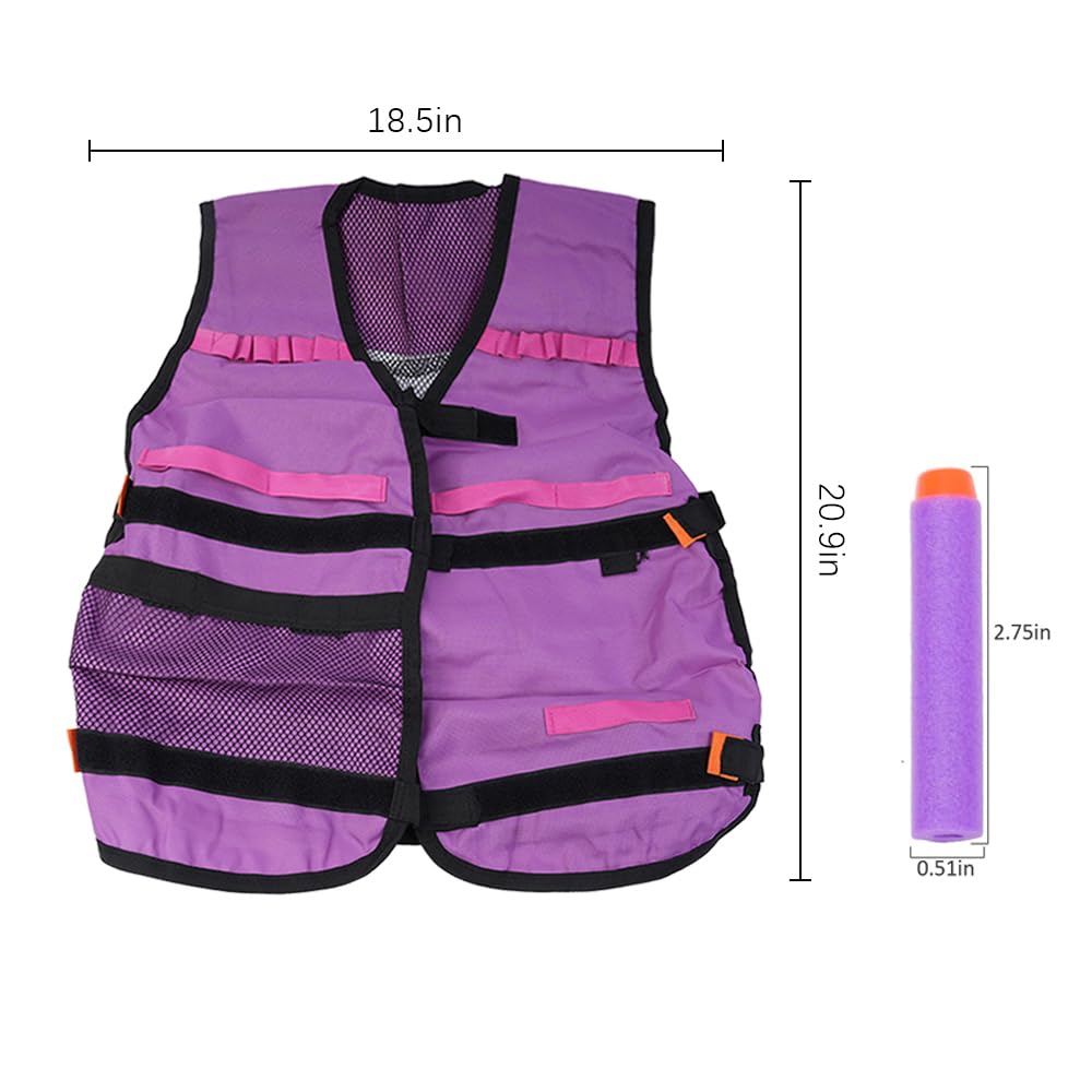 Namvo Kit de Gilet Tactique pour Fille, kit de Gilet Tactique avec balles de Recharge, Bracelet, Masque écharpe, Lunettes de Protection, Clip de rechargement de fléchettes pour la série N-Strike