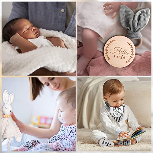 iAOVUEBY-Baby-Gifts-for-Girls-Baby-Girl-Gifts-Basket-Set-Baby-Lovey-Blanket-Wooden-Bunny-Toy-Newborn-Footprint-Keepsake-Milestone-New-Baby-Bibs-Socks-Essentials-Funny-Baby-Shower-Gifts-for-Girls