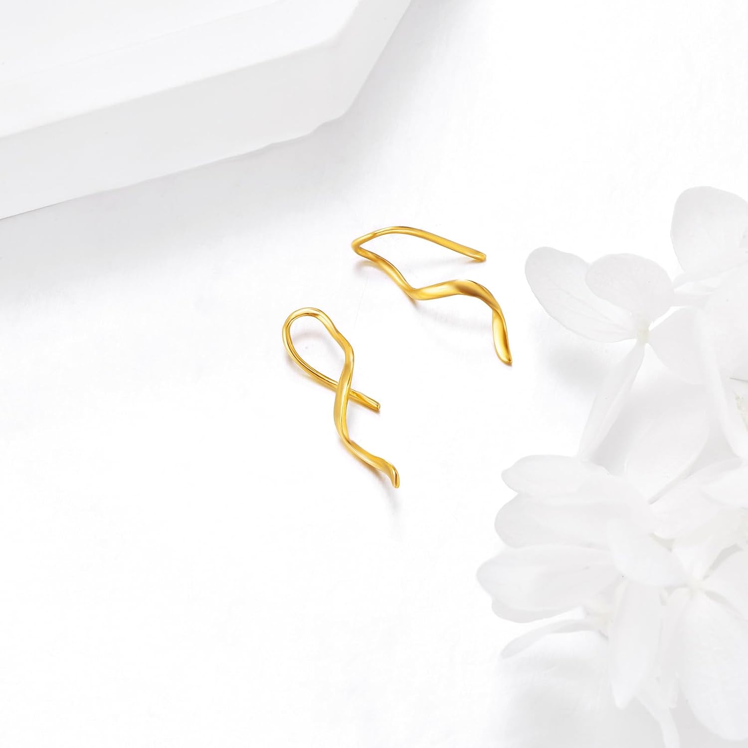 14K Gold Spiral Threader Earrings for Women Swirl Pull Through Earrings Minimalist Tiny Cartilage Wrap Earrings Jewelry Gift