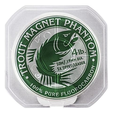 Trout Magnet Phantom 100% Fluorocarbon Fishing Leader Line, 50M (2lb, 3lb, 4lb Test), 3lb, 6X Tippet Cover