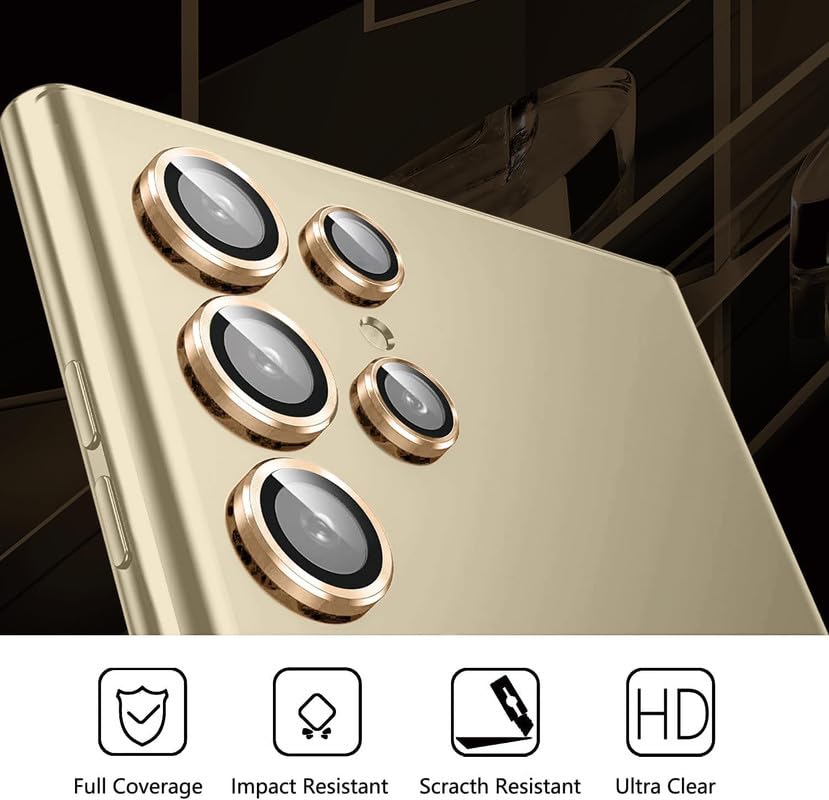 Image of Skinomi Camera Lens Protector Compatible with Samsung Galaxy S24 ultra 5G [Anti-Scratch] Premium Tempered Glass Film Aluminum Alloy Lens Ring Cover - Titanium Gold