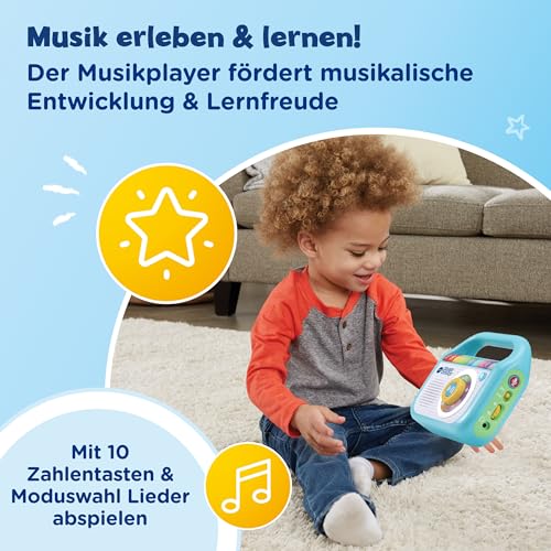 Vtech Baby Mein Erster Musik-Player – 40 Lieder & Aufnahmefunktion, LED-Licht, Bluetooth, Mobiler Musikspaß I Lernspielzeug I Tragegriff I Kopfhöreranschluss I Kinder 2-5 Jahre